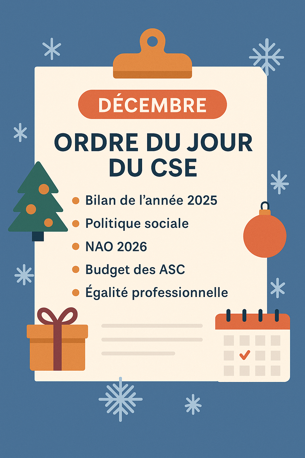 Projet d’ordre du jour – Réunion CSE de décembre 2025