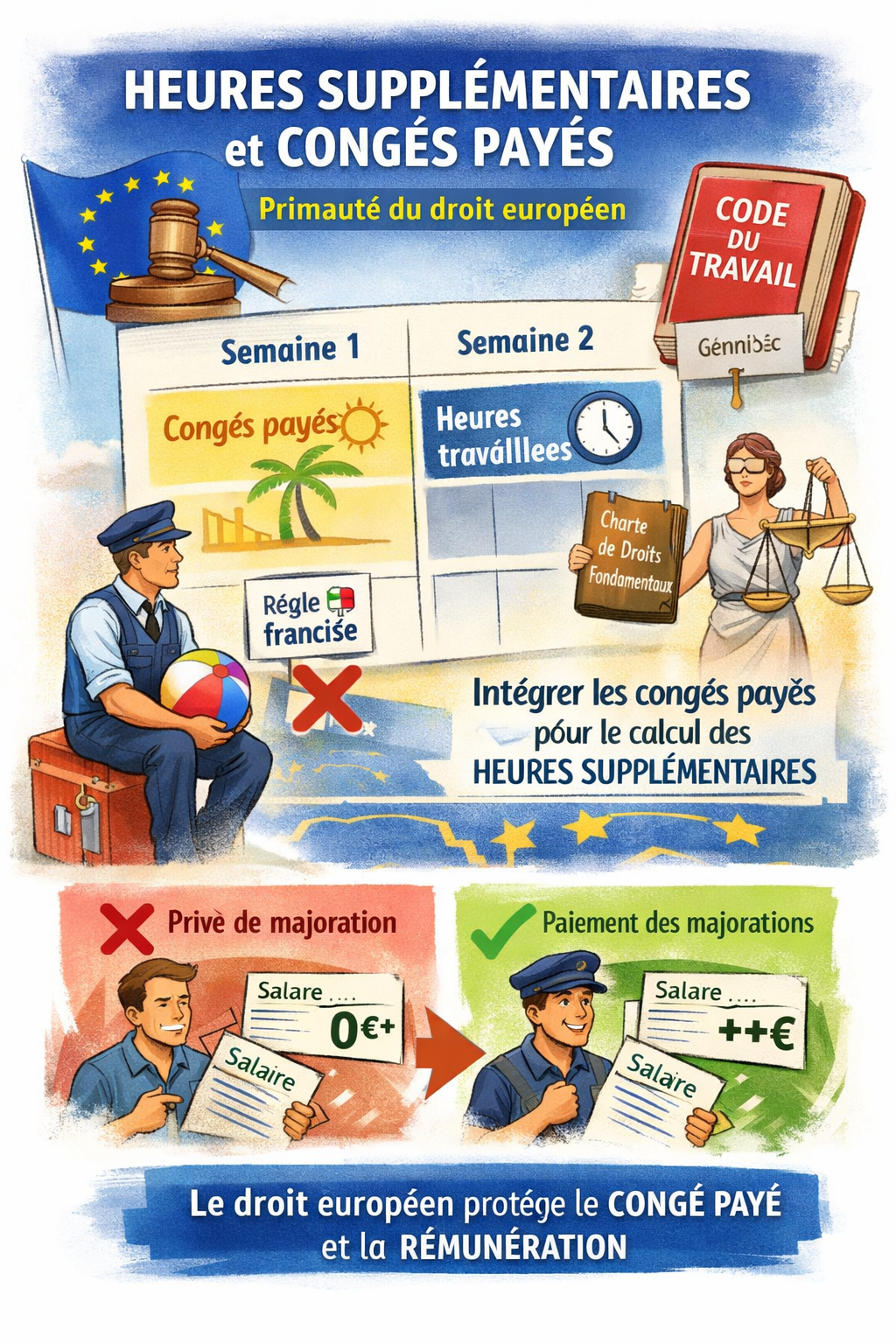 Heures supplémentaires et congés payés : la Cour de cassation fait primer le droit européen