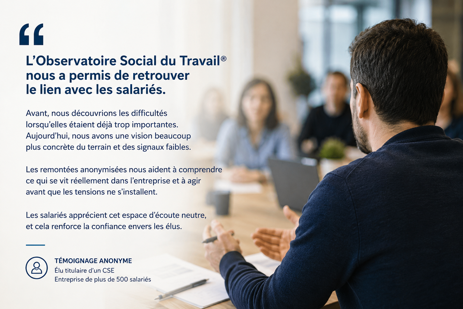 Témoignage d’un élu de CSE ayant mis en place l’Observatoire Social du Travail®