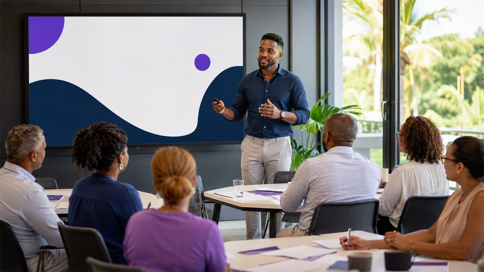 Séminaire Instant-CSE en Martinique animé par un expert devant des élus du CSE, des responsables RH et des acteurs de la santé au travail.